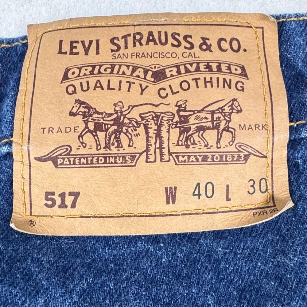 Vintage Levis 517 Orange Tab Mens 40x30 Bootcut Jeans USA Made Dark Wash Denim - Picture 11 of 15